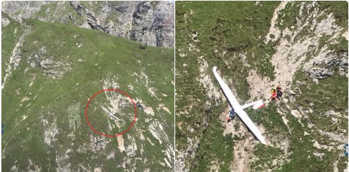 Aliante Mistral C, marche D-4956, ritrovato distrutto l'11 giugno 2018 nel bellunese