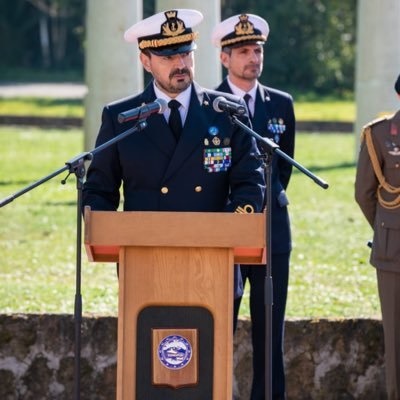 Ammiraglio Fabio Agostini, comandante operazione "Irini" di Eunavfor-Med durante un intervento