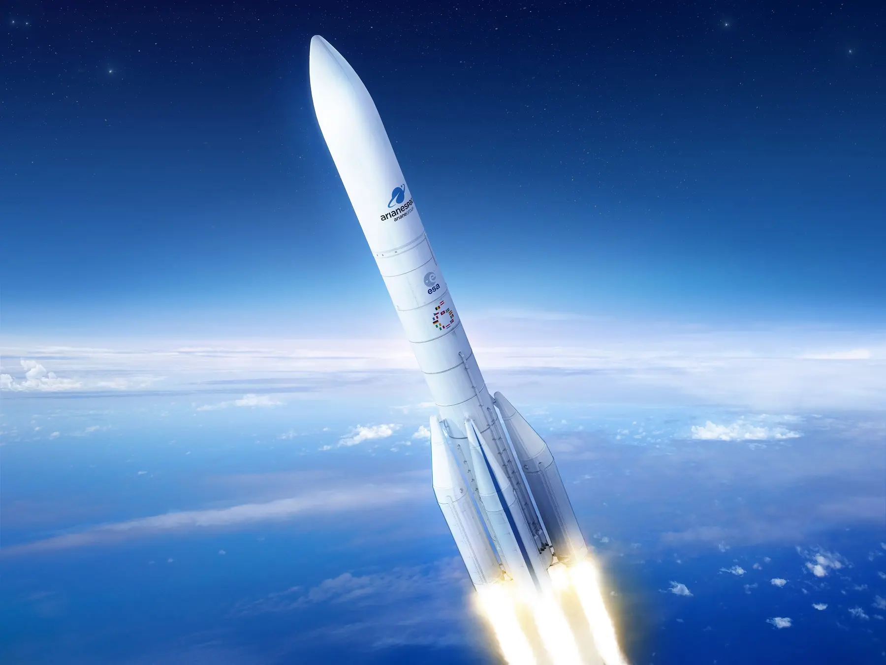 Ariane 64 version of the Ariane 6 launcher, with four solid boosters