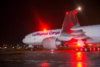 B-777F of Lufthansa Cargo on the apron in Frankfurt Airport