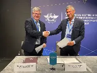 Juan Carlos Salazar, ICAO secretary general and Alessio Quaranta, President of Ecac signed agreement in Tirana, Albania during the 70th special meeting of the general manager ECAC from August 25 to 28, 2021