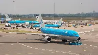 Aircraft of KLM at Amsterdam-Schiphol Airport