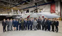 A Republic of Indonesia delegation, led by Minister of Defense Prabowo Subianto (center), during a recent visit to Boeing’s St. Louis facility