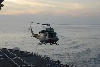 AB-212 helicopter in approaching on "Borsini" ship before accident happened on April 5, 2018 with the death of the NCO Andrea Fazio