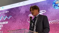 Presidente Distretto tecnologico aerospaziale (Dta), Giuseppe Acierno durante il suo intervento nella seconda giornata del "Mediterranean Aerospace Matching" (Mam) all’aeroporto "Marcello Arlotta" di Taranto-Grottaglie
