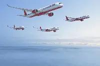 Air India's aircraft in flight: A-320neo, A-321neo, A-350/1000 and A-350/900