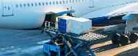 Goods ready to be loaded on a cargo airplane