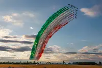 A moment of the exhibition of the MB-339 "Frecce tricolori" aircraft of Pan