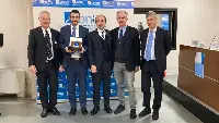 Rappresentanti Vector, sottosegretario alla Presidenza del cdm Alessio Butti, presidente Enac Pierluigi Di Palma, direttore generale Alessio Quaranta alla seconda edizione del contest #E-TeC (ENAC Technology Contest)