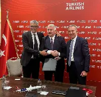 From the left: Fabio Lazzerini, CEO and General Manager of ITA Airways; Bilal Ekşi, CEO of Turkish Airlines; Antonino Turicchi, Chairman of ITA Airways