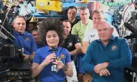 L'astronauta italiana Samantha Cristoforetti parla da nuovo comandate della stazione spaziale Iss