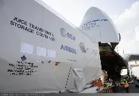 The Airbus-built JUICE spacecraft, has arrived in Toulouse in an Antonov 124 cargo aircraft for its last stop on Earth