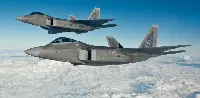 Flight of two stealth F-22 Raptor of Usaf