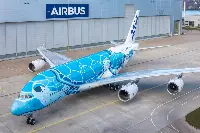 First-A-380 airplane of ANA rolls-out of-paintshop