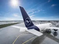 A B-777F airplane of Lufthansa Cargo at Frankfurt Airport