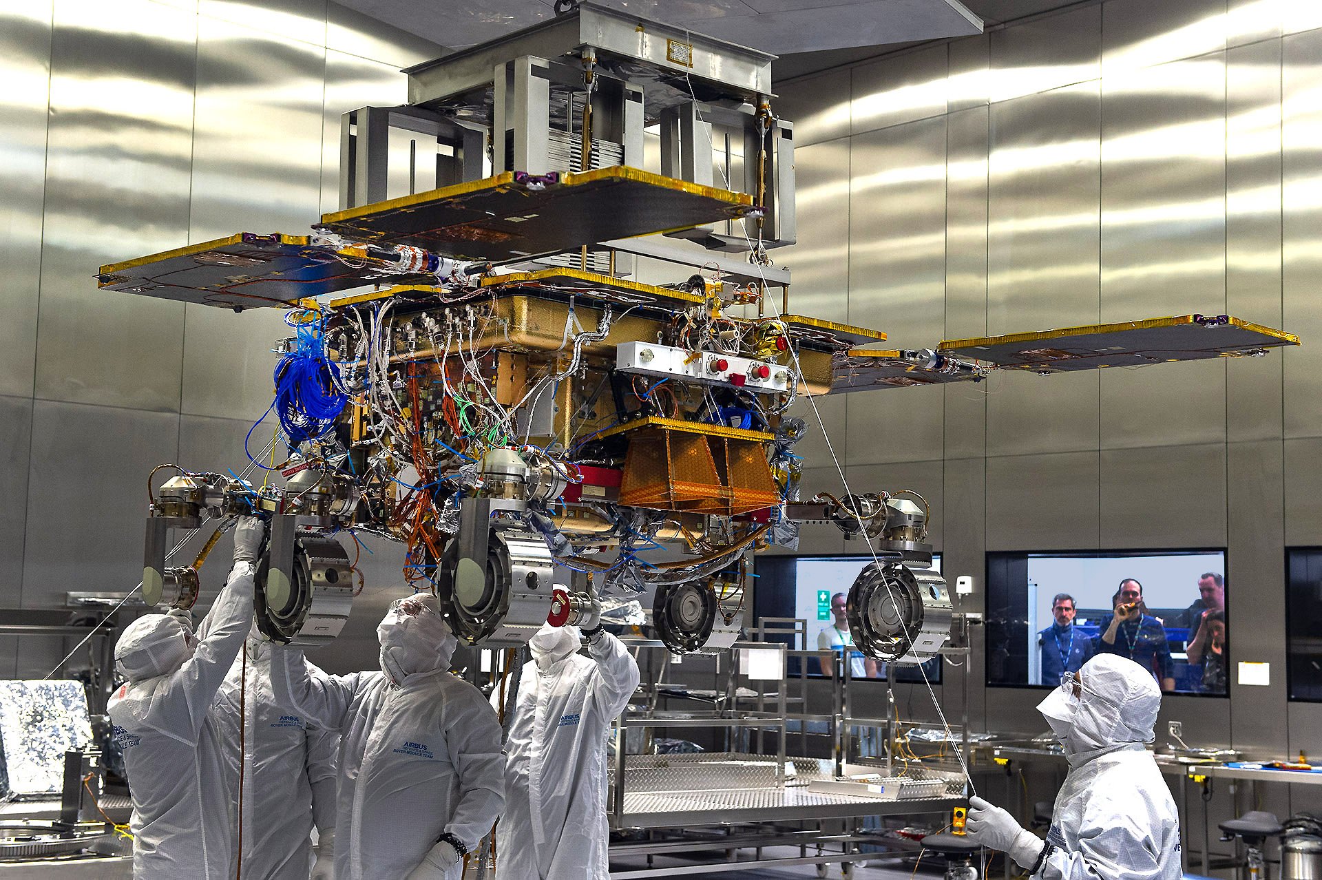 Rosalind Franklin ExoMars rover Airbus Defence and Space Bio Clean Room, a Stevenage, UK