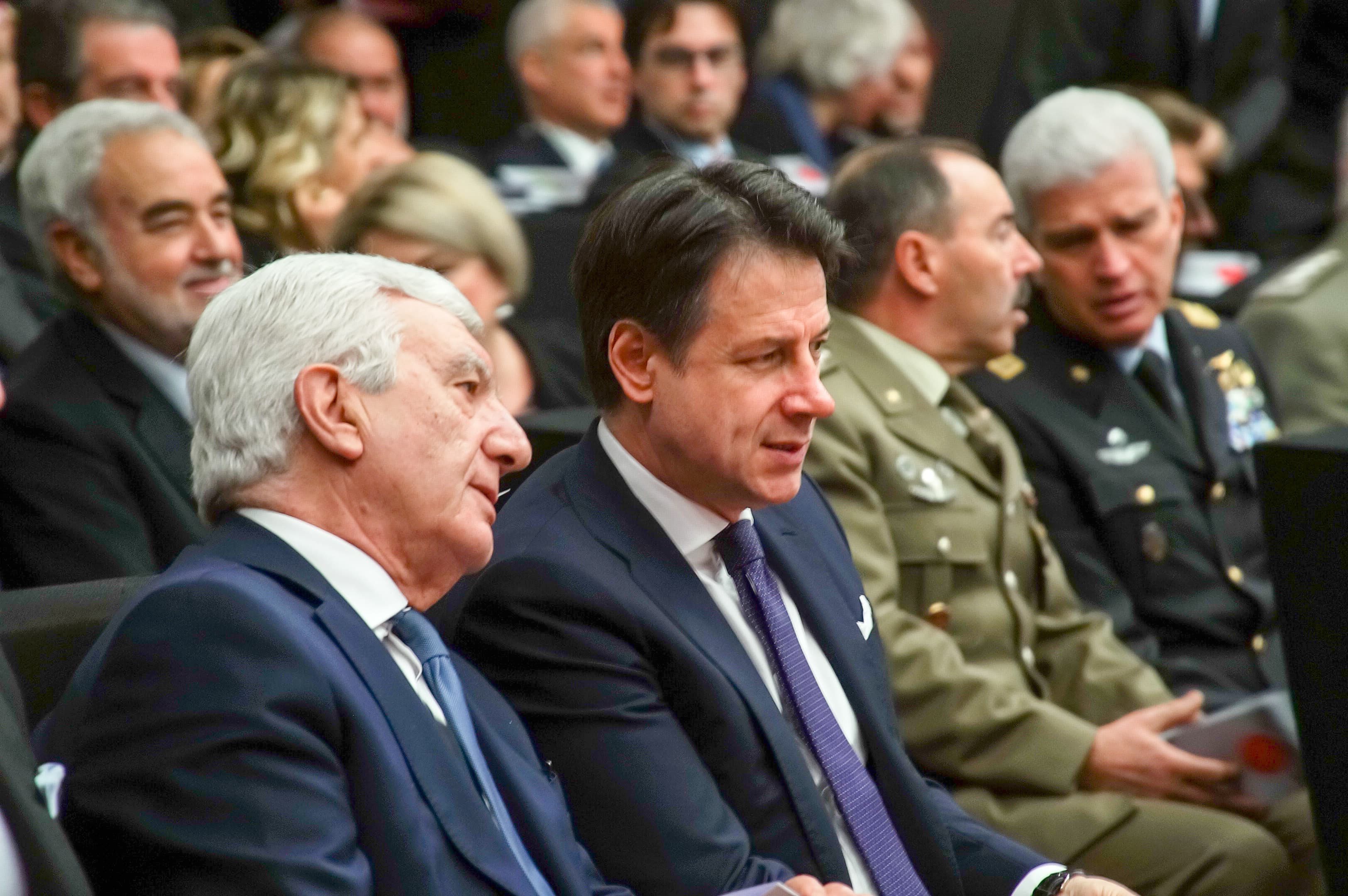 Giuseppe Conte in occasione dell'evento di presentazione fondazione Leonardo "Civiltà delle macchine" presso il Museo Maxxi di Roma avvenuta il 4 febbraio 2019