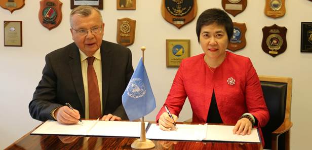 Yury Fedotov, the Executive Director of the UN Office on Drugs and Crime (UNODC) and ICAO Secretary General Fang Liu signed a new agreement in London