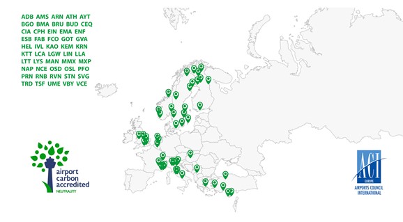 Aci Europe: 50 aeroporti carbon neutral distribuiti in Europa al 16 ottobre 2019