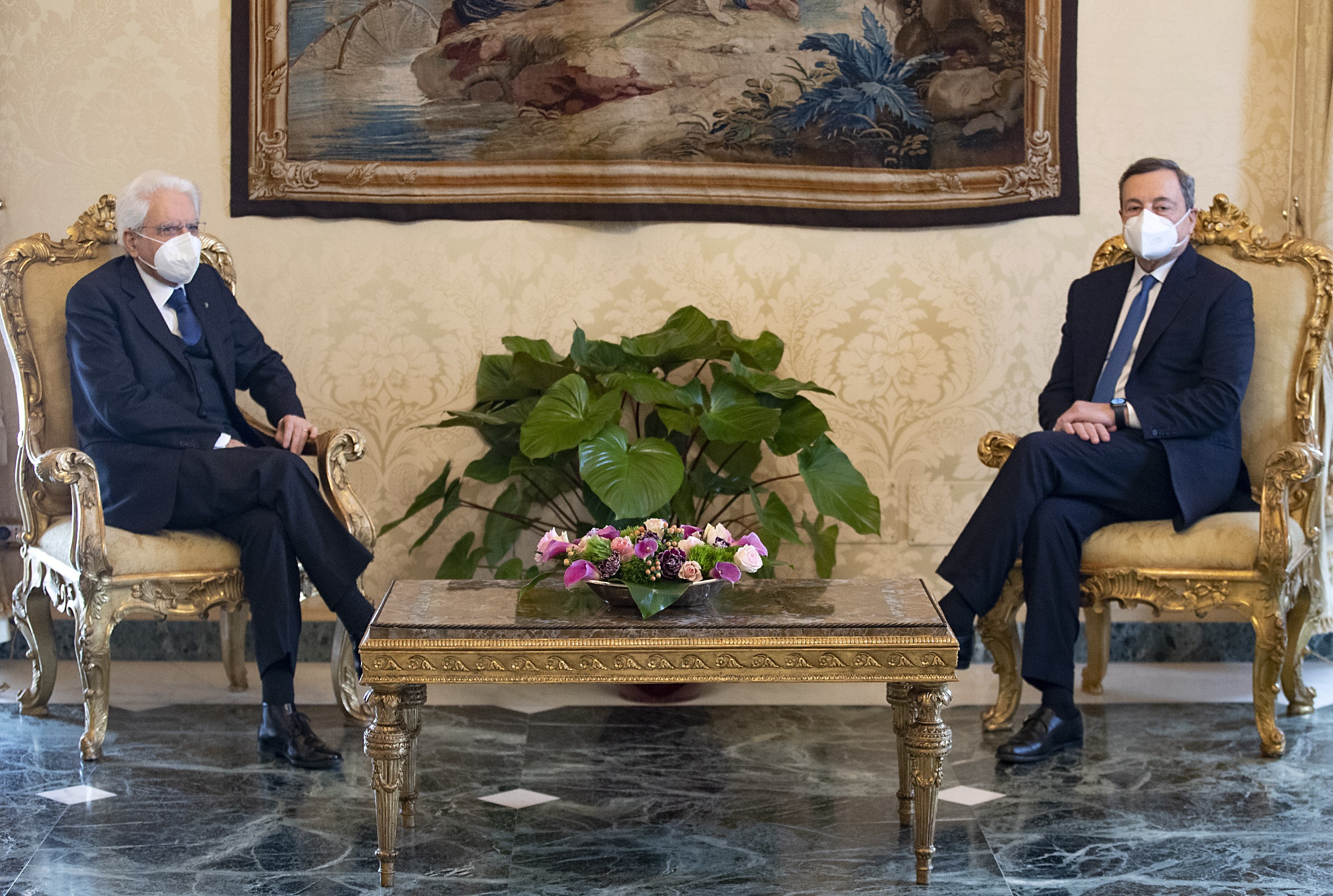 Palazzo del Quirinale 03/02/2021 Il presidente della Repubblica Sergio Mattarella con Mario Draghi