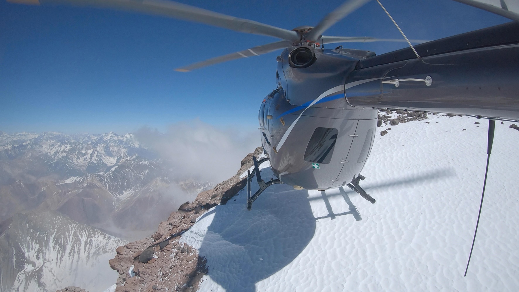 H-145 helicopter lands on the Aconcagua mountain on September 25, 2019