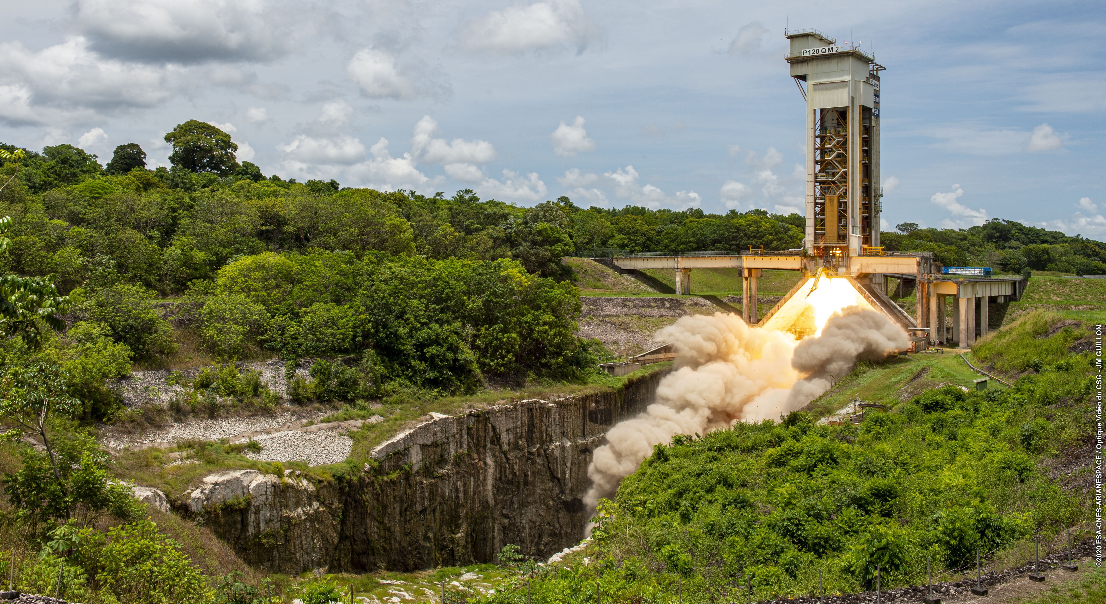 Final test firing of the P120C solid rocket motor for Ariane 6 and Vega-C