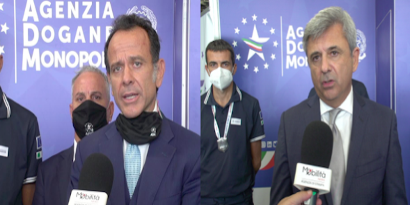 AVIONEWS intervista il direttore di ADM Marcello Minenna (a sinistra) e il direttore interregionale Liguria-Piemonte-Valle d'Aosta Andrea Maria Zucchini (a destra) al Salone Nautico di Genova (2 ottobre 2020)