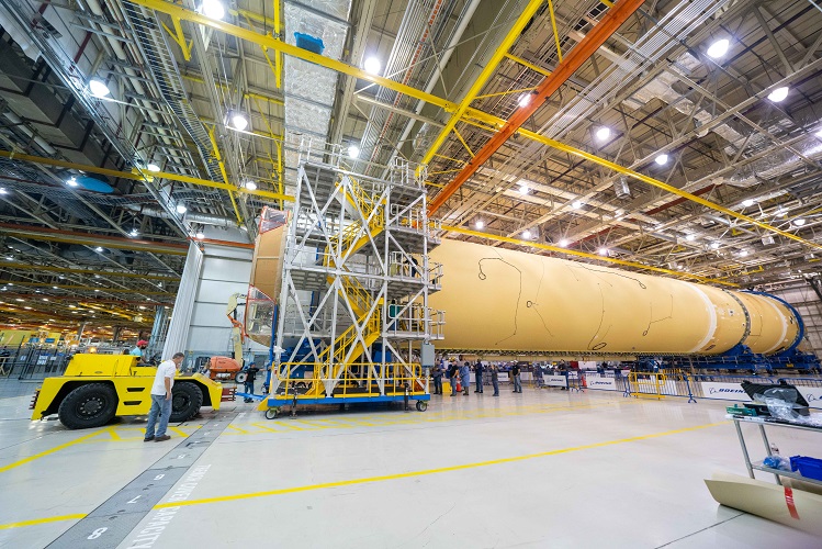 Boeing is building the massive 212-foot Space Launch System (SLS) core stage for NASA’s Artemis I mission