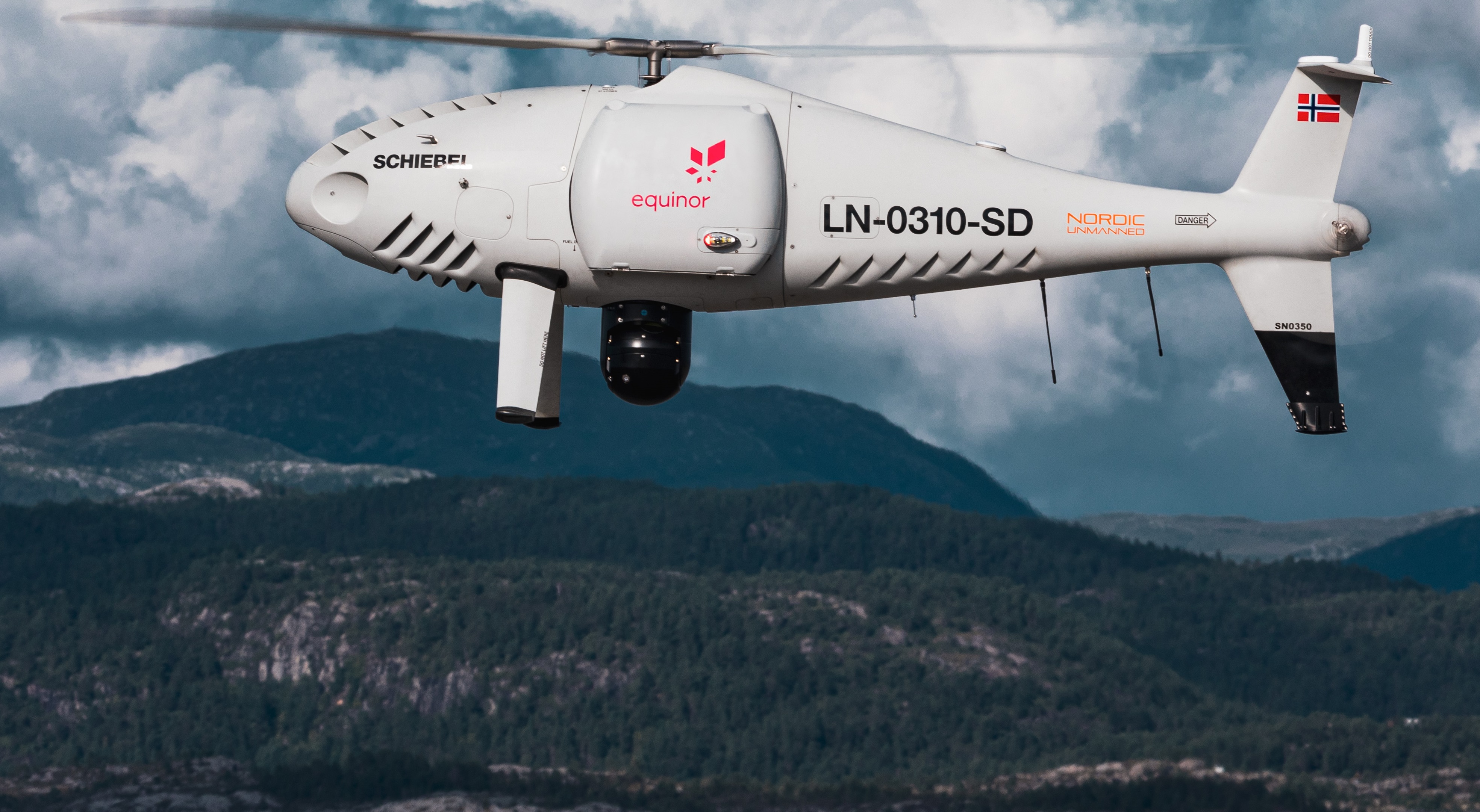 Elicottero Uav. Camcopter S-100 e Nordic Unmanned effettuano volo Uav per Equinor