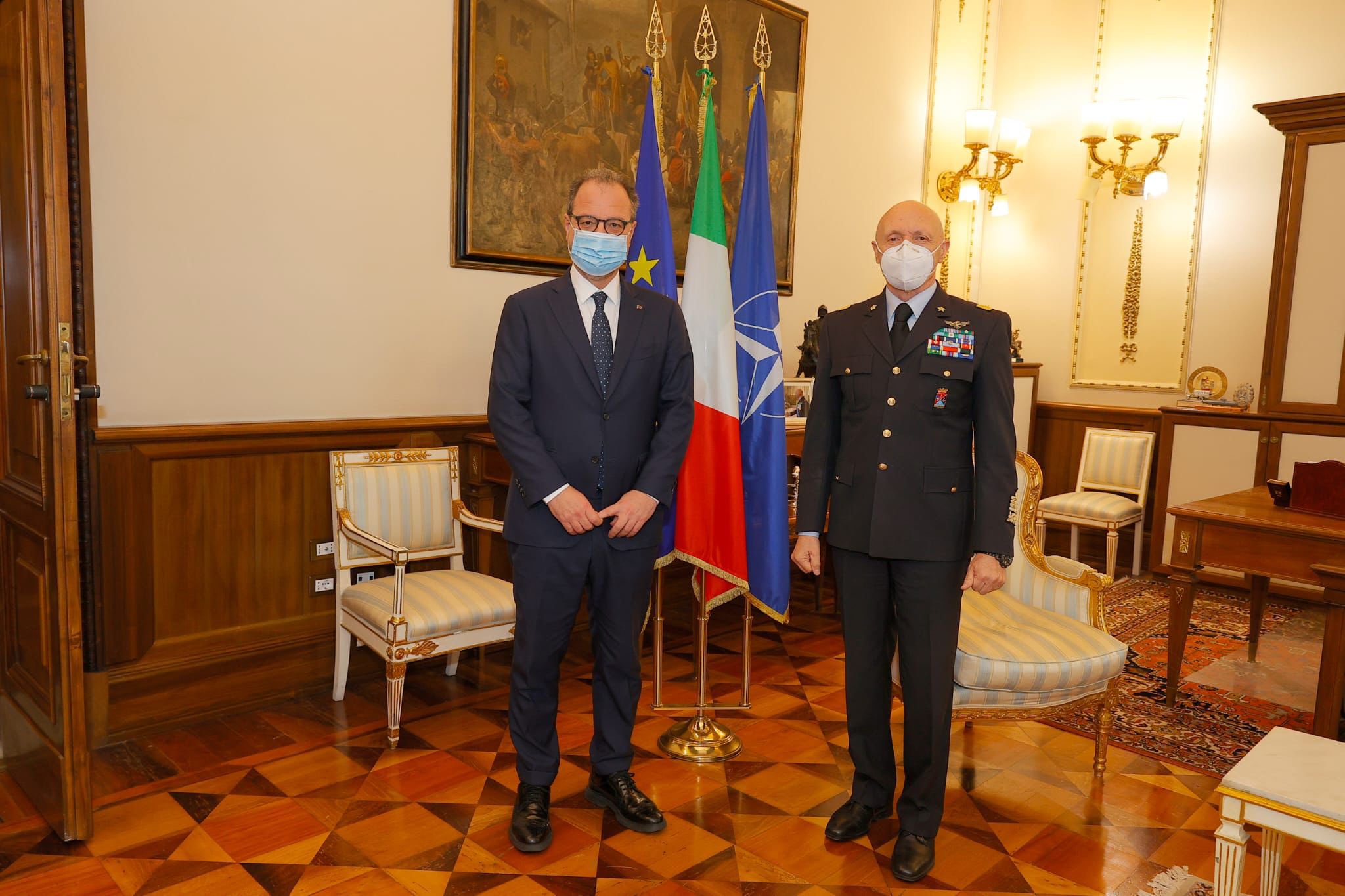 Roma, 8 marzo 2021. Sottosegretario Difesa Giorgio Mulè incontra il generale Enzo Vecciarelli, capo di Stato Maggiore della Difesa