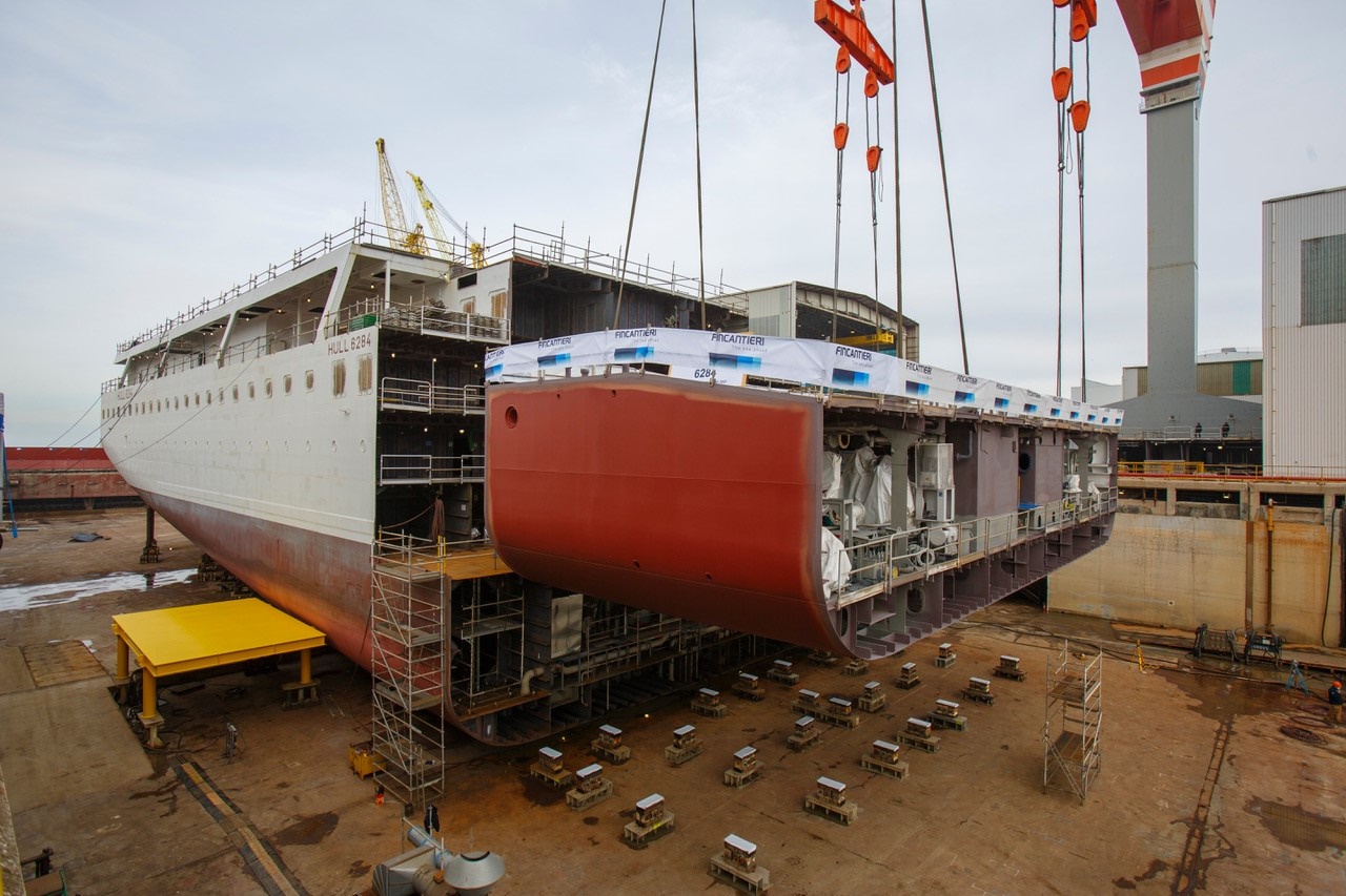 February 4, 2021.The keel laying of “Viking Mars”, the eighth ocean cruise ship which Fincantieri is building for the shipowner Viking, took place at the shipyard in Ancona