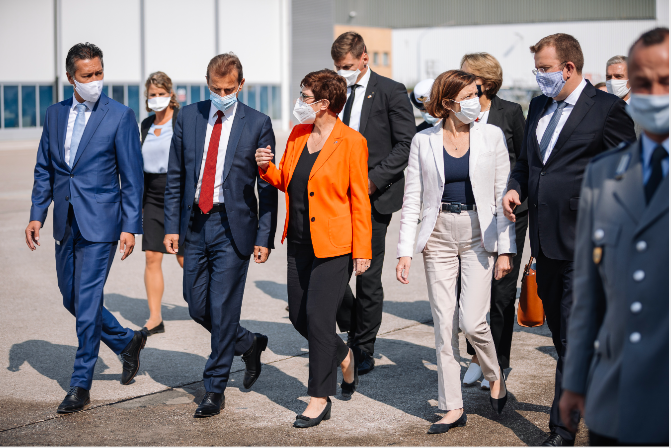 Defence Ministers of Germany and France visit Airbus in Manching, Germany