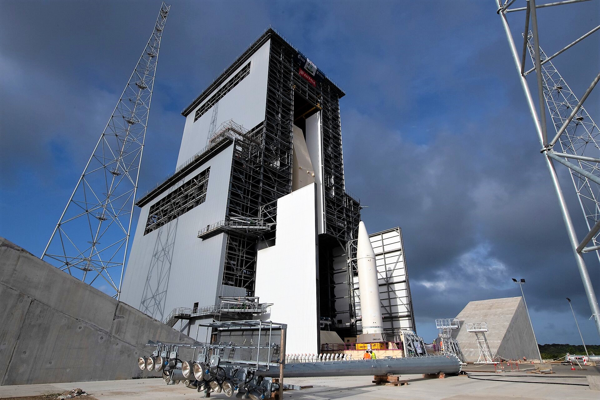 Launch pad of Ariane 6 in construction at the spaceport of Kourou, in French Guyana