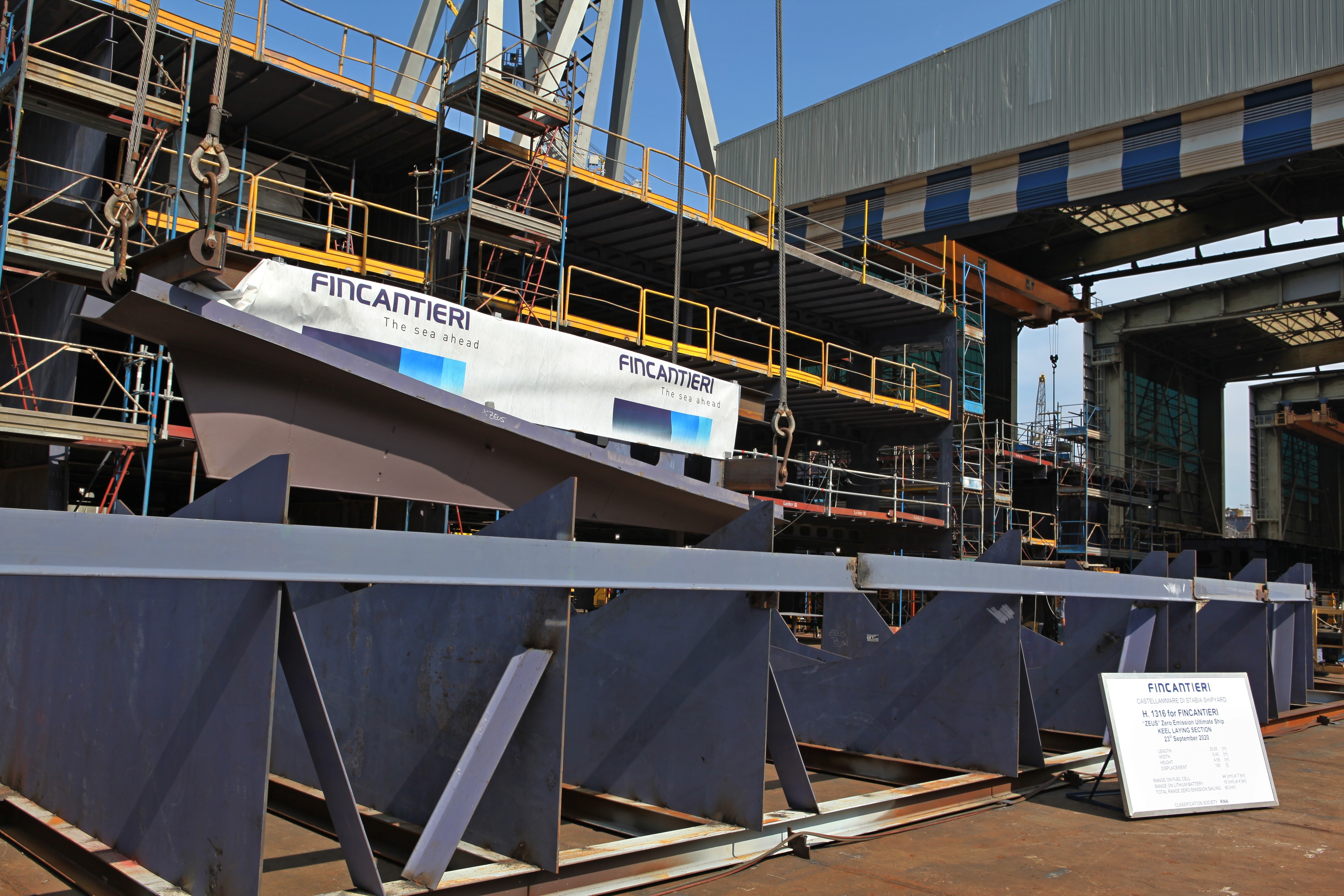 Fincantieri, on September 23, 2020. The keel-laying ceremony of ZEUS (Zero Emission Ultimate Ship), was held at its shipyard in Castellammare di Stabia (Naples)