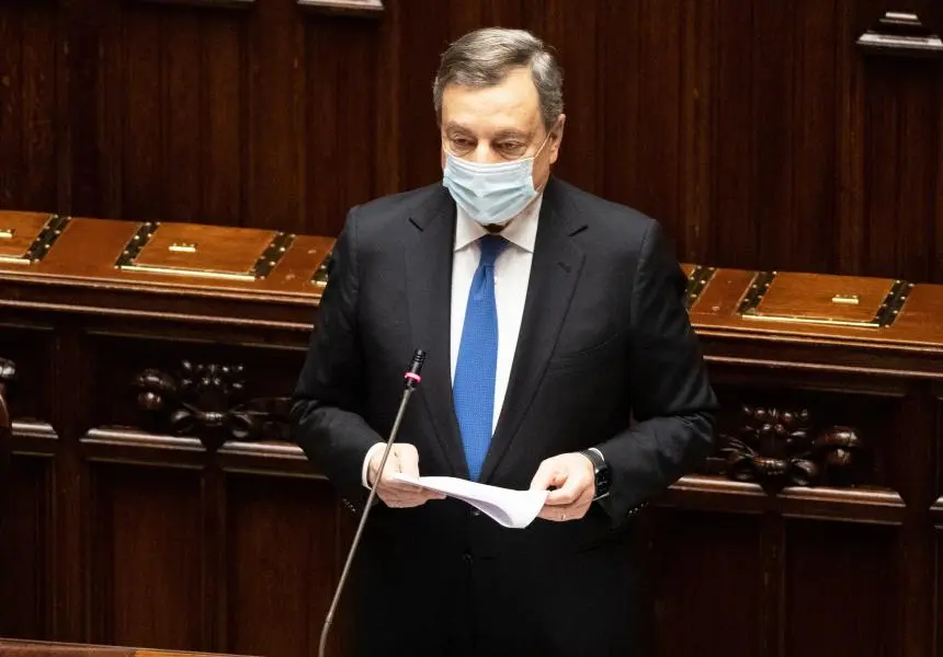 President of the Italian Council of ministers Mario Draghi during a speech