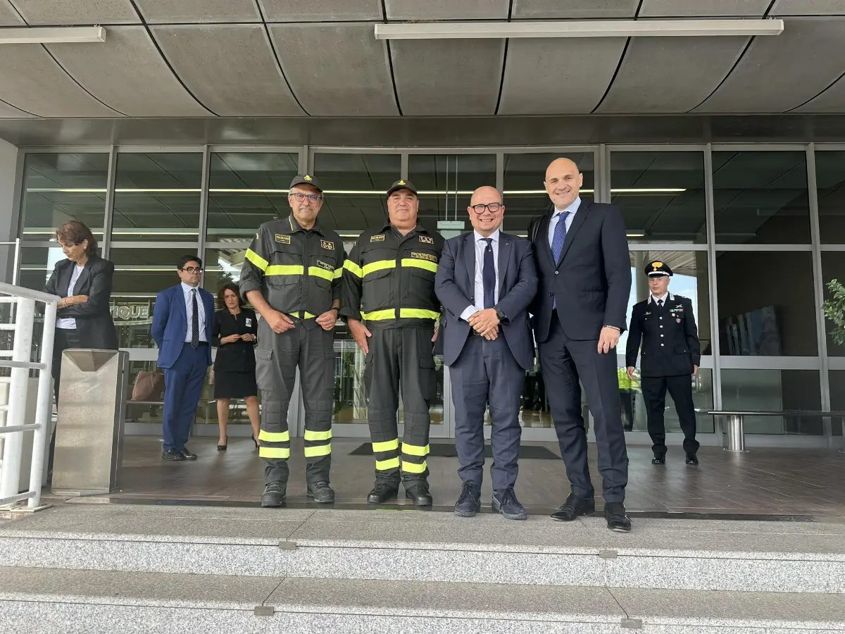 Presentazione del progetto della nuova caserma dei Vigili del Fuoco all'aeroporto di Cagliari-Elmas (23 luglio 2025)