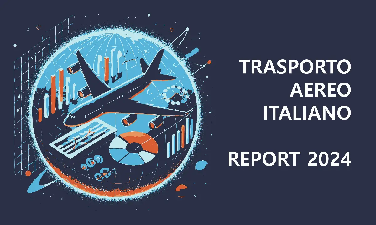Trasporto aereo italiano: copertina del report 2024 di "Italia Rimborso"