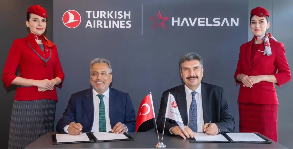 Istanbul, on June 16, 2025. Turkish Airlines Chairman of the Board and the Executive Committee, Ahmet Bolat and HAVELSAN CEO Mehmet Akif Nacar, signed an agreement for simulators