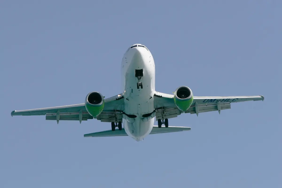 An aircraft during landing