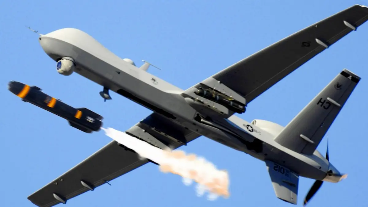 A MQ-9 Reaper that fires a missile