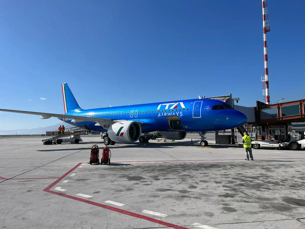 ITA Airways plane at Genoa airport