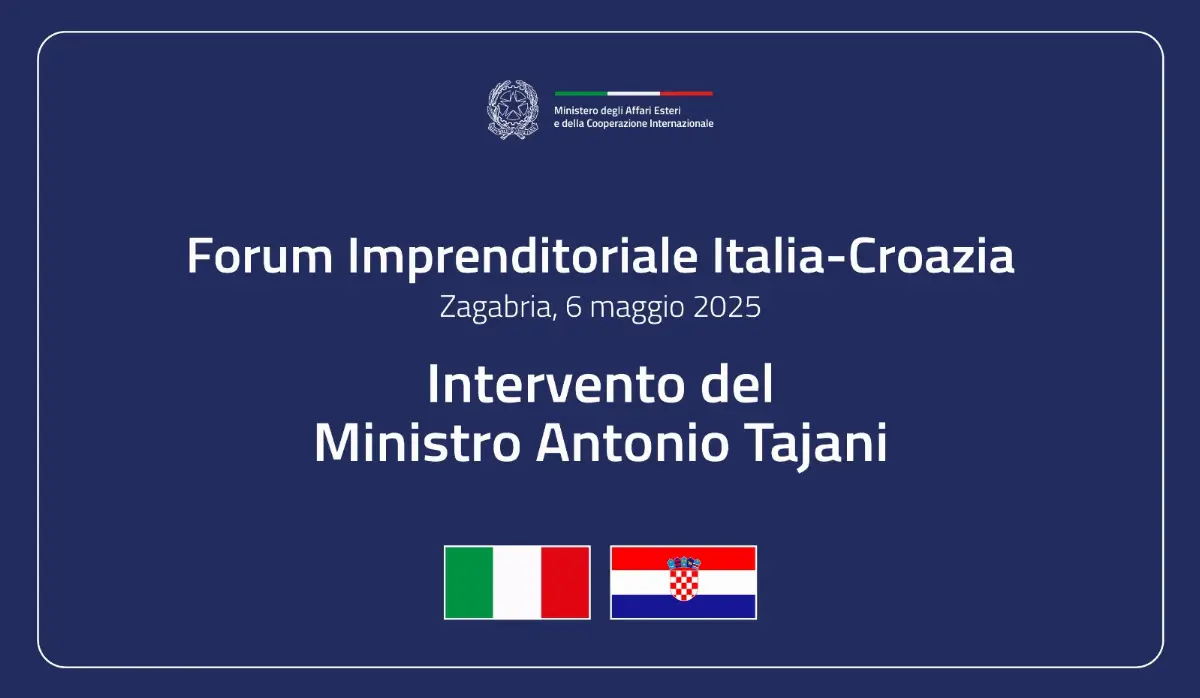 Missione del ministro Antonio Tajani in Croazia il 6 maggio 2025