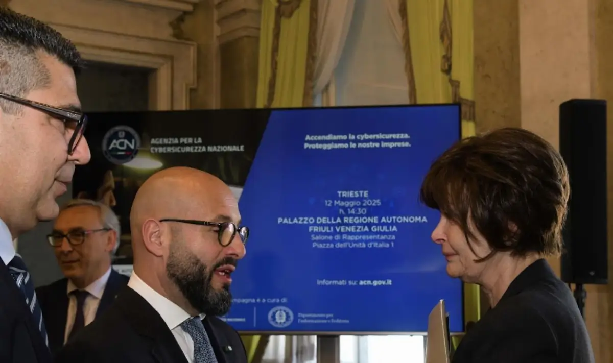 Trieste, 12 maggio 2025. Regione Fvg: assessore all'Università Alessia Rosolen, intervenuta alla chiusura della sesta tappa del roadshow nazionale "Accendiamo la cybersicurezza. Proteggiamo le nostre imprese", promosso dal Dipartimento per l'informazione e l'editoria insieme all'Agenzia per la cybersicurezza nazionale (Acn)
