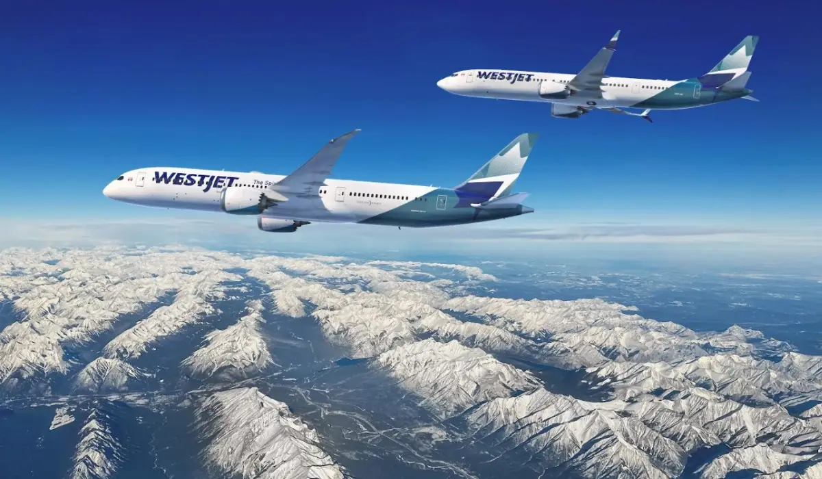 B-737/10 and B-787/9 airplanes in flight of the Canadian carrier WestJet