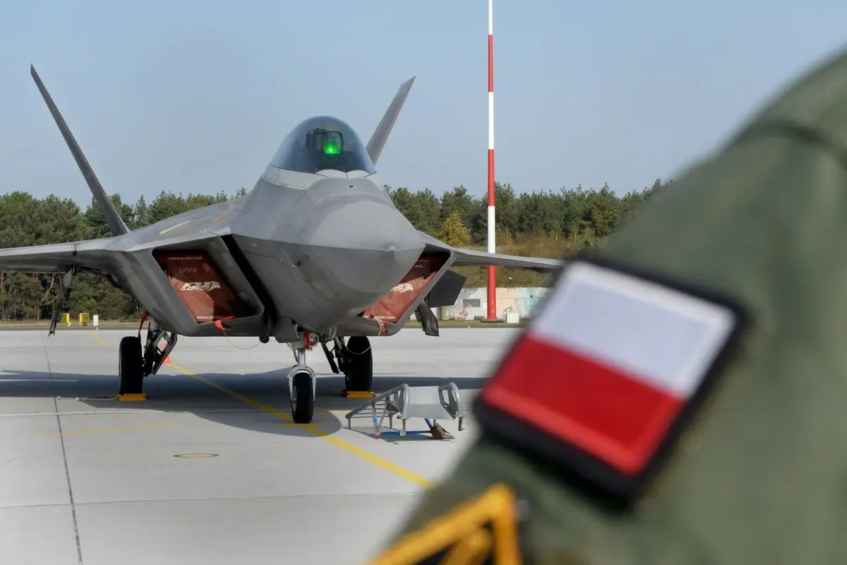An F-22 Raptor aircraft in Poland