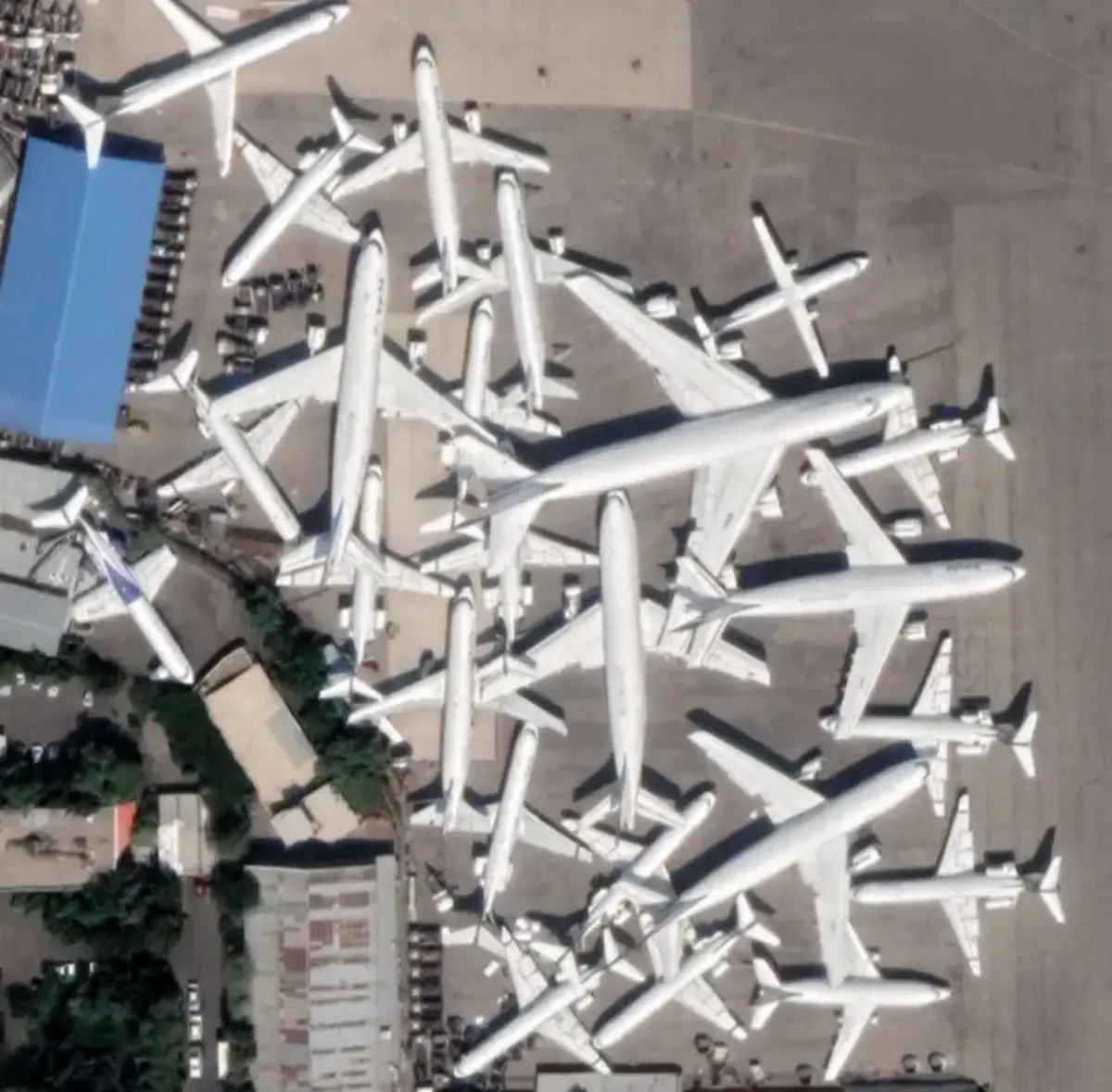 Planes parked at Iranian airport in Tehran