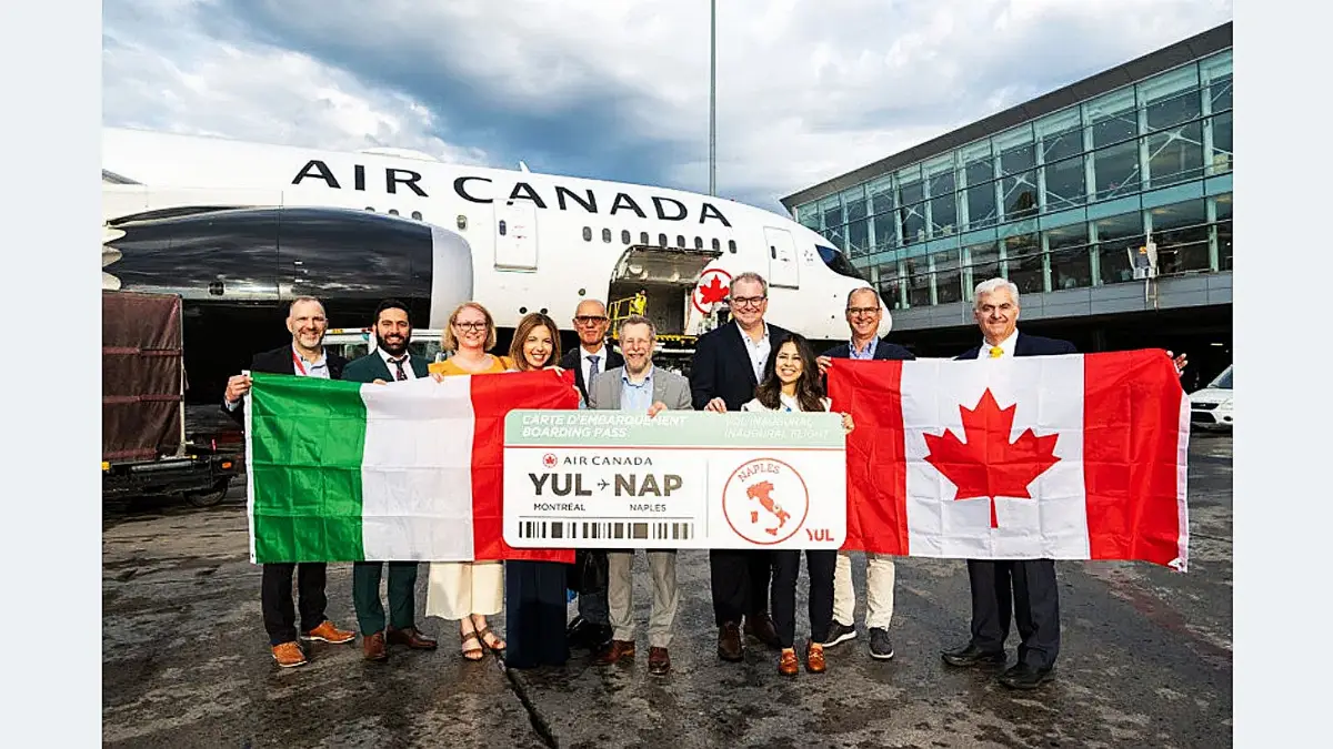 The first seasonal link 2025 from Montreal to Naples by Air Canada landed at the South Italian Airport, operated by B-787 Dreamliner aircraft