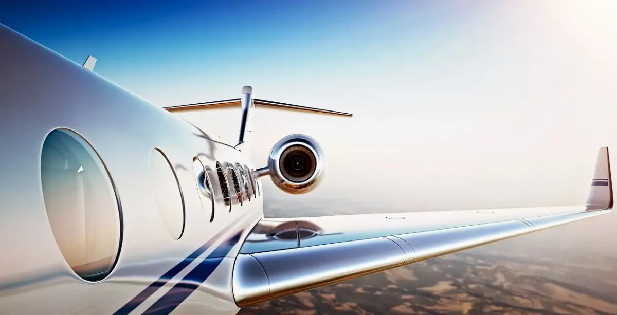 Aerei d'affari: rendering di un business jet