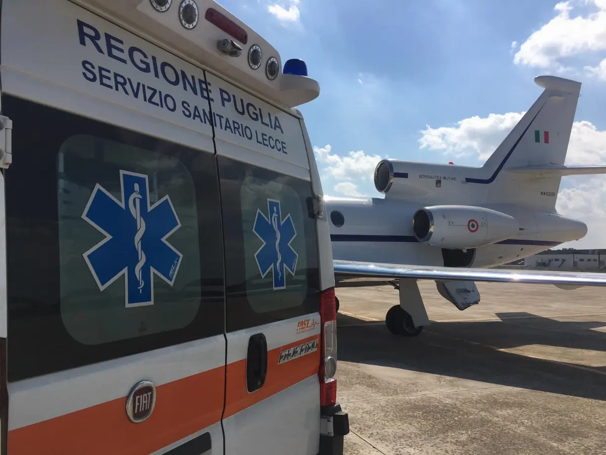 Trasporto paziente Lecce-Roma con aereo Falcon 50 Aeronautica