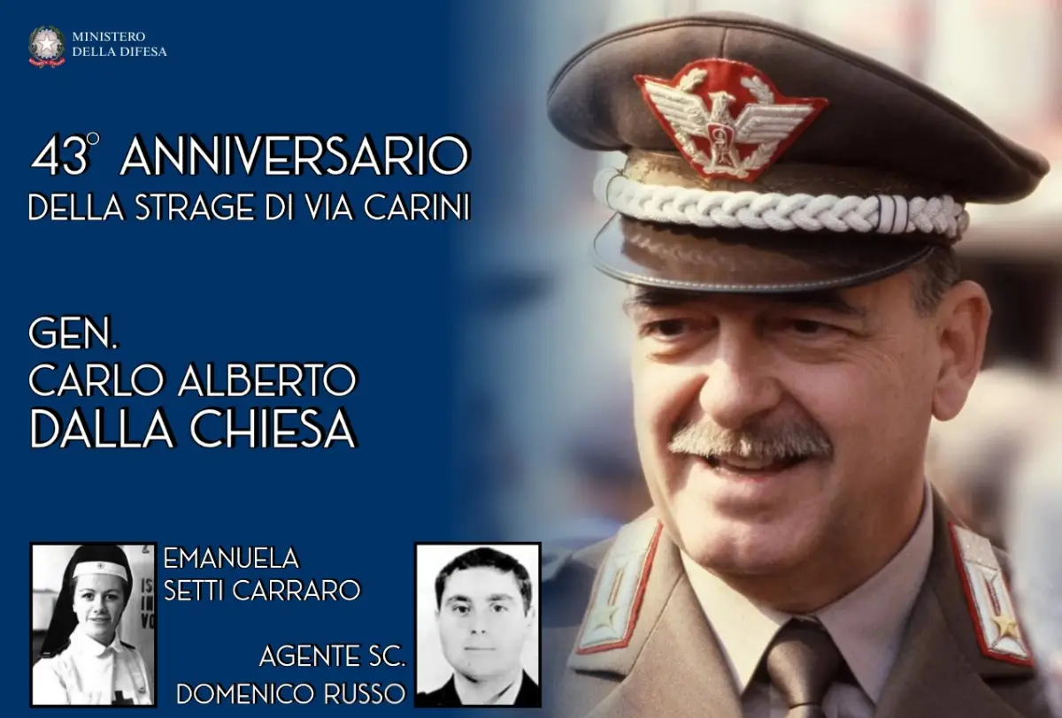 Palermo, 3 settembre 2025. 43esimo anniversario della strage di via Carini in cui morirono il generale Carlo Alberto Dalla Chiesa, sua moglie Emanuela Setti Carraro, agente scelto Domenico Russo